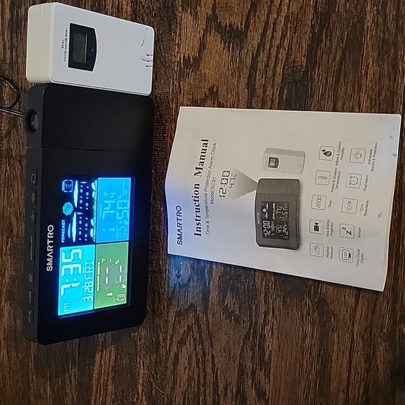 Black Weather Station Projection Clock NWOT - Picture 7 of 12